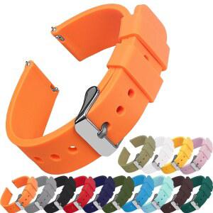 호환 빠른 릴리스 실리콘 고무 시계 밴드 12 14 16 18 20 22 24 스트랩 방수 스포츠 시계 벨트 광택 버클 밴드