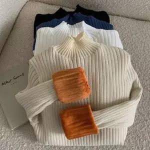 여성 데일리 따뜻 기모 스웨터 골지 목폴라티 LK-T007