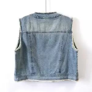타노스여자 데일리룩 조끼 캐주얼 빈티지 데님 봄 가을 퍼나시라운드 KUK3