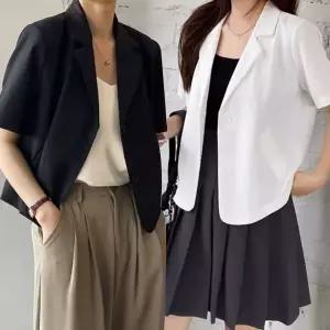 페미닌 클래식 데일리 오피스 반팔 정장 자켓