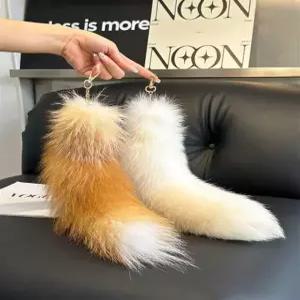 뽀글이 키홀더 귀여운 털 여우꼬리 폭스 키링 차키 작은 렉스털 커플 밍크 고양이 펜던트