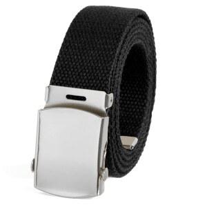 [미국배송] BC 벨트 캔버스 웹 벨트와 크롬 버클 54인치 길이의 완전히 조절 가능한 밀리터리 스타일