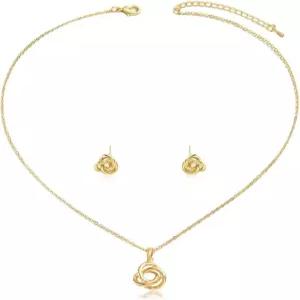 헤블리 미니멀리스트 러브 매듭 스터드 귀걸이 및 목걸이 주얼리 세트 골드 톤 심플 서클 펜던트 결혼