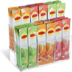 아크릴 음료 패킷 정리함 물 홀더 맛 보관 용기 티백 보관함용 칸막이가 있는 저장 바구니 설탕 커피 바