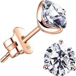 STUNING FLAME 18K 골드 도금 실버 브릴리언트 컷 시뮬레이션 다이아몬드 큐빅 지르코니아 스터드 귀걸이