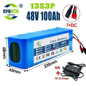 전기 자전거 스쿠터용 리튬 이온 배터리 팩, BMS 포함, 54.6V 48V, 100Ah, 20000W, 13S3P, DC/T, 신제품