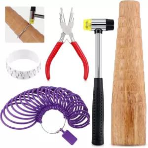 고무 망치 나무 팔찌 사이즈 뱅글 맨드릴 주얼리 플라이어 제작 및 수리 도구 키트를 포함한 Hilitchi 5Pcs