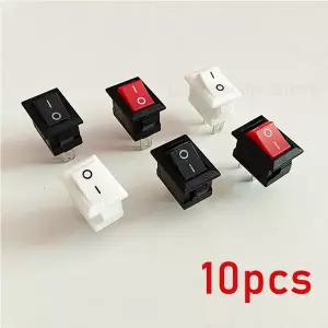 10Pcs 푸시 버튼 스위치 SPST 2Pin 3A 250V KCD11 스냅인 On/Off 로커 스위치 10x15mm