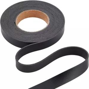GORYCRAFT 블랙 가죽 끈 79인치 양면 코드 1/2인치 평평한 리치 그레인 스트립 1.7mm 두께의 PU 스트랩