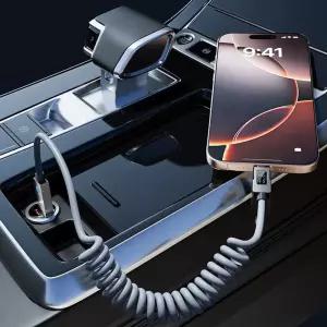 4in1 LED 충전 핸드폰 C타입 스프링 케이블 휴대폰 충전기 2m