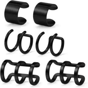 루이판 스테인리스 이어 커프 피어싱 금지 가짜 클립온 연골 귀걸이 세트 여성 남성 6pcs