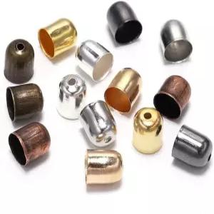 WsjiabOFux 50Pcs 멀티컬러 태슬 가죽 코드 버클 엔드 팁 캡 스웨이드 섬유 크림프 비즈 주얼리 제작용