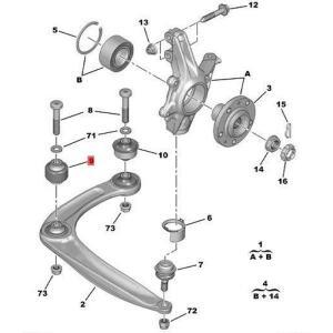 352391 프론트 전면 서스펜션 컨트롤 암 위시본 부시 트라이앵글 부싱 딩후 순정  푸조 호환 206 용