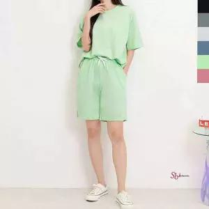 여자 반팔티 반바지세트 트레이닝복세트 5부 오버핏 반팔티뽀ghi362