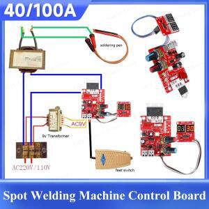 NY-D01 스폿 용접기 제어 보드 40A/100A 시간 전류 조정 디지털 디스플레이 변압기