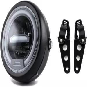 쿠시업 6.5인치 원형 모터사이클 LED 헤드라이트(브래킷 어셈블리 포함)(화이트 라이트)