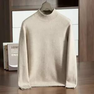 크리링 남성 남친 스웨터 터틀넥 폴라 니트 더블 도톰 캐시미어반 캐시미어 풀오버 솔리드 이너 울 KKE1