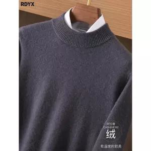 크리링 남성 남친 스웨터 터틀넥 폴라 니트 벨벳의류산 퓨어 100% 캐시미어 가죽반 중청년 풀오버 KKE1