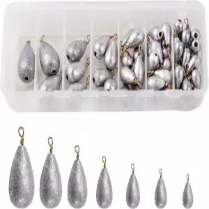 54pcs 베이스 팅 싱커 무게 납 낚시 구색 벨 샷 황동 회전 메기 소금물 담수 키트