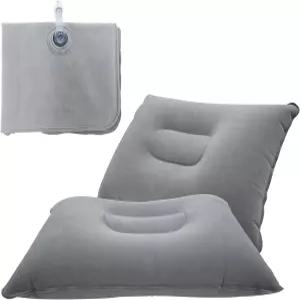 하이킹 캠핑 여행 낮잠 목 및 허리 지지대용 2팩 초경량 팽창식 소형 사각형 군집 패브릭 에어 비치 베개