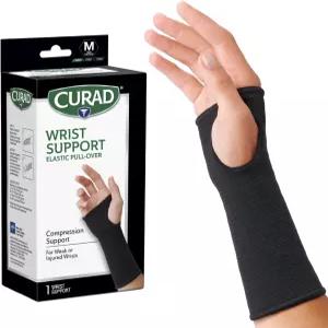 CURAD 탄력 풀오버 손목 지지대 피트니스 역도 건염 터널 관절염 용 어디서나 검은색 중간 정도의 착용감