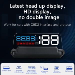 최신형 C500 OBD2 자동차 HUD 디지털 디스플레이 수온 속도 터보 RPM 게이지 GPS 스마트 온보드 컴퓨터 헤