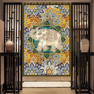 에스닉 가림막 노렌 패턴 노랜 패브릭 보헤미안 화장실 태국 음식점 창문 화장실가림막 DS BU