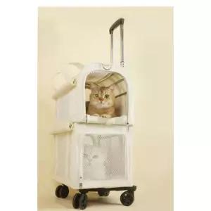 2단 고양이 이동장 트롤리 케이지 휴대용 반려동물 이동가방 켄넬 슬링백 가방 여행용 이동
