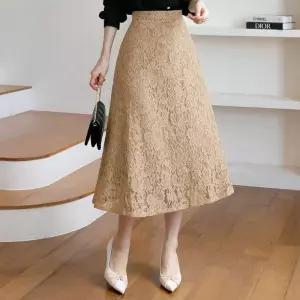 ~XXL까지 엘로엔 A라인 레이스 롱스커트 가을 하객룩 오피스룩 모임룩 격식룩 자체제작 빅사이즈1208789