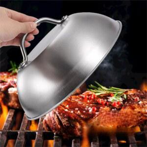 스테인리스 스틸 오븐 스퀴지 커버 아치형 손잡이 치즈 멜팅 돔 바베큐 도구 6/9인치 스테이크 냄비 뚜껑