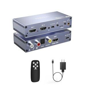 [미국배송] HDMI 스위치 EARC 오디오 추출기 리모컨 포함 4K@60HZ 스플리터 7.1채널 오디오/광학 토슬링크 SPDIF/동축 변환기 HDR(실버) 지원