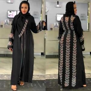 블랙 Abaya 두바이 터키 이슬람 Hijab 드레스 2025 Caftan Marocain 아랍 의류 기모노 가운 Femme Musulman