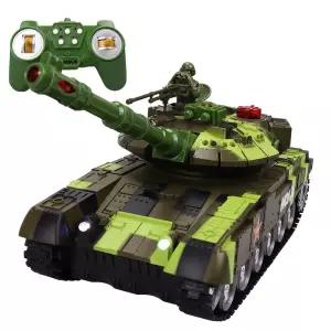 오프로드 입문용 서바이벌 59D 배틀 탱크 자동 회전 포탑 무선 조종 RC카 자동차 녹색 1개