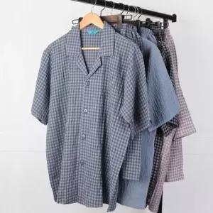 보슈아 남성 지지미면 체크반팔파자마상하세트 1068남성잠옷