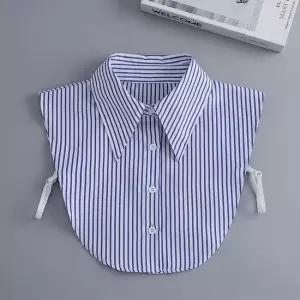 세련된 스트라이프 패패턴 포인트 페이크넥 카라 셔츠 셔츠카라넥 여자청카라