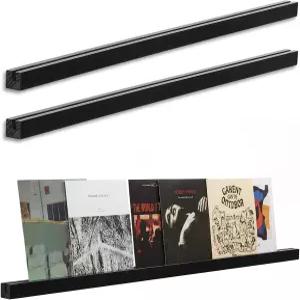 핑쿤 3개 40인치 비닐 월 마운트 레코드 디스플레이 선반 엑스트라 롱 우드 홀더 앨범 플로팅 오피스 홈