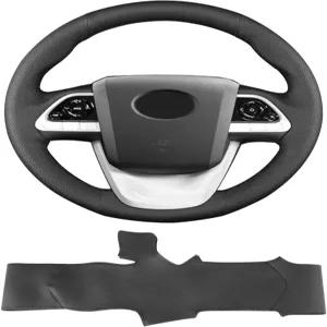 열피스 핸드 스티치 스티어링 휠 커버 도요타 프리우스 2016 프라임 플러그인 하이브리드 2017/미라이