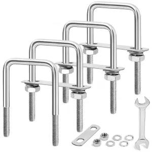 샹지 M10 스퀘어 U 볼트 4세트 304 스테인리스 스틸 액슬 3인치 와이드 트레일러 스프링 포함 렌치