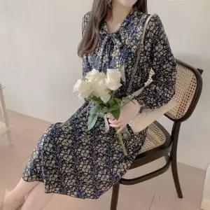 [라일리여성의류] Rly 여자 꽃무늬 원피스 쉬폰 프릴 러플 플라워 롱