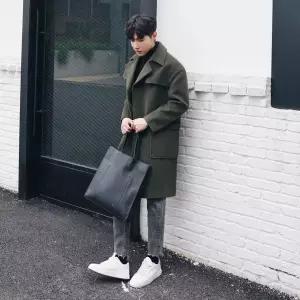 남성 하프 모직 캐주얼 코트 오버핏 남중부 빅포켓 트렌치 원픽1