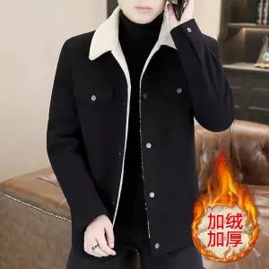 남자 하프 모직 캐주얼 기모 램스울+털 파덴보 코트 카고 칼라 자켓 원픽1