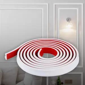 헝박 필 앤 스틱 경량 TPE 의자 레일 홈 데코 및 벽 보호용 몰딩 트림(페인트 가능한 흰색 3m x 3.2cm)