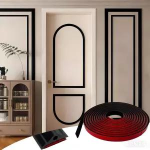 20FTX0.78인치 필 앤 스틱 월 몰딩 트림 유연한 자체 접착 의자 레일 패널 크라운 매트 블랙 20FT x 0.78