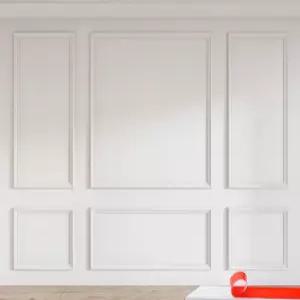 프리컷 벽 몰딩 세트 3D 자가 접착 PVC 프레임 트림 스트립 24개 거실 TV 및 침실용 장식 흰색 키트 전체