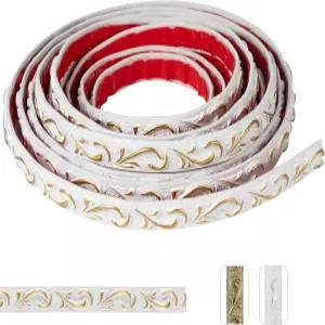 제푸리암 0.8 x 16.4FT 아이보리 골드 크라운 몰딩 필 앤 스틱 트림 - 미러 프레임 욕실 배니티 및 가구