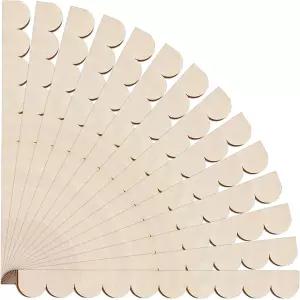 15팩 스캘럽 장식 목재 트림 미완성 성형 가장자리 벽 DIY 도어 캐비닛 선반 인형 집 창문 16 x 1.6 인치