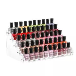 Cq 아크릴 투명 매니큐어 정리함 및 보관 5겹 랙 테이블탑 디스플레이 스탠드 최대 45병까지 가능 전문