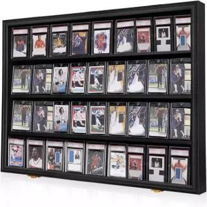 IHEIPye 36 등급 스포츠 카드 디스플레이 프레임 - 야구 케이스 잠금 가능 농구 축구 하키 자외선 차단