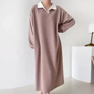 빅사이즈 604 배색화이트카라원피스 DARV527