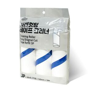[롤당90회]사선컷팅 테이프크리너 리필 3개 돌돌이 롤클리너 찍찍이 먼지테이프